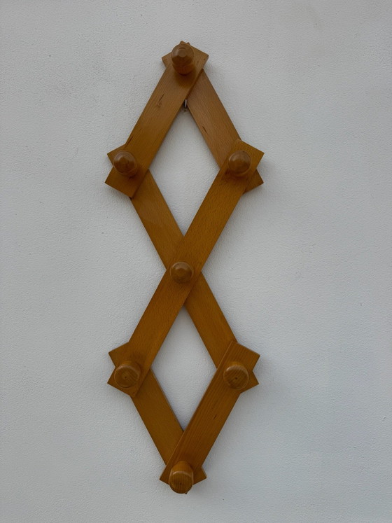 Appendiabiti vintage a fisarmonica da parete, Legno, Dorato (foto 9 di 15)