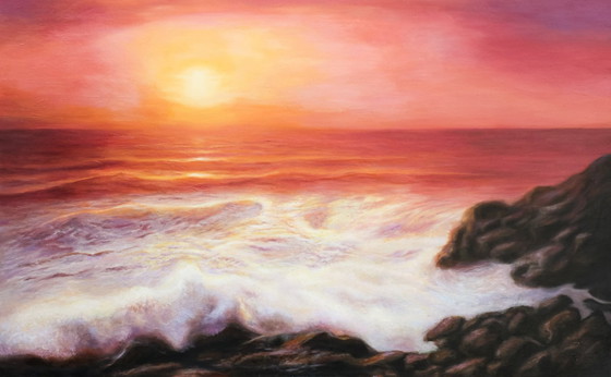 Image 1 of Seascape in oil, signed by the artist. Seascape in oil, signed. Oil painting of the sea.
