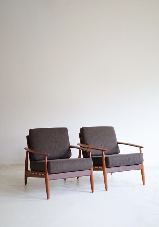 Set di 2 poltrone danesi, stile vintage anni '50/'60. – fauteuils, Wood, Textile