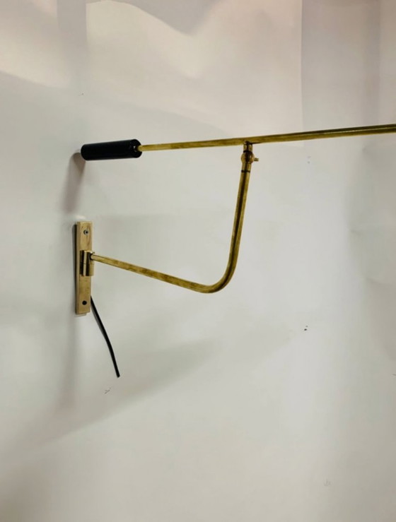 Stilnovo Wandleuchte mit Arm, Wandleuchten, Messing, Metall, Schwarz, Mid Century Modern (Foto 8 von 9)