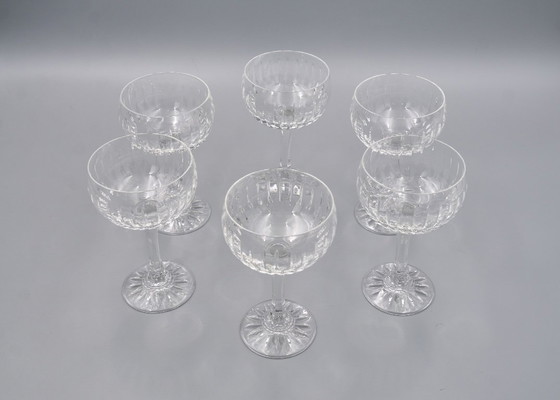 Image 1 of 6 Vintage-Style Crystal Champagne Coupes, 1960s Style