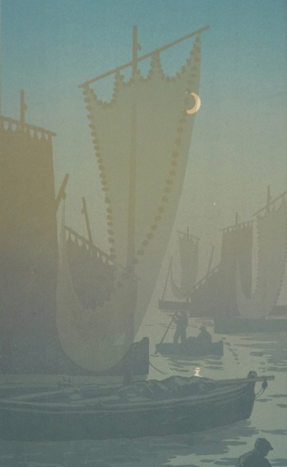 Henri Rivière : La Féérie Des Heures, Premier Quartier, Lithographie Originale Signée (photo 5 of 8)