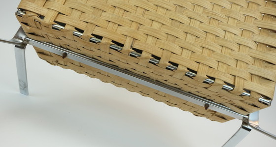 Image 1 of ongewoon 1970 vintage tijdschriftenrek krantenhouder chroom leer bamboe