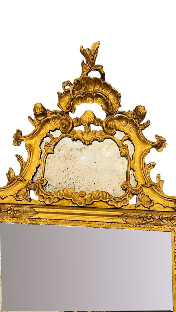 Image 1 of Carved And Gilded Wooden Mirror - Louis Xv