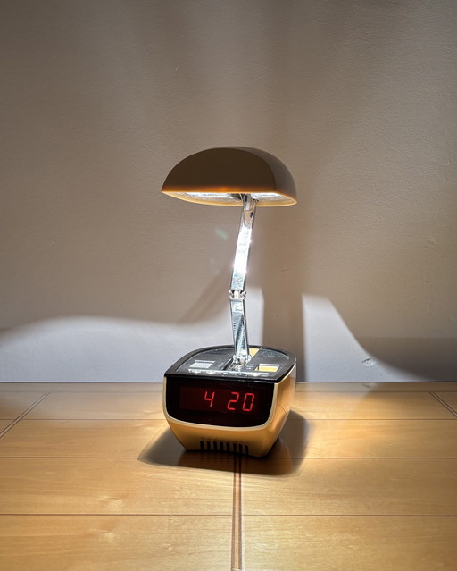 Lamp Table + Clock Vintage Clock - Lamp Zeitlicht Timco 1970s Bedside Lamp 70s Digital Alarm Clock Mid Century Modern Space Age