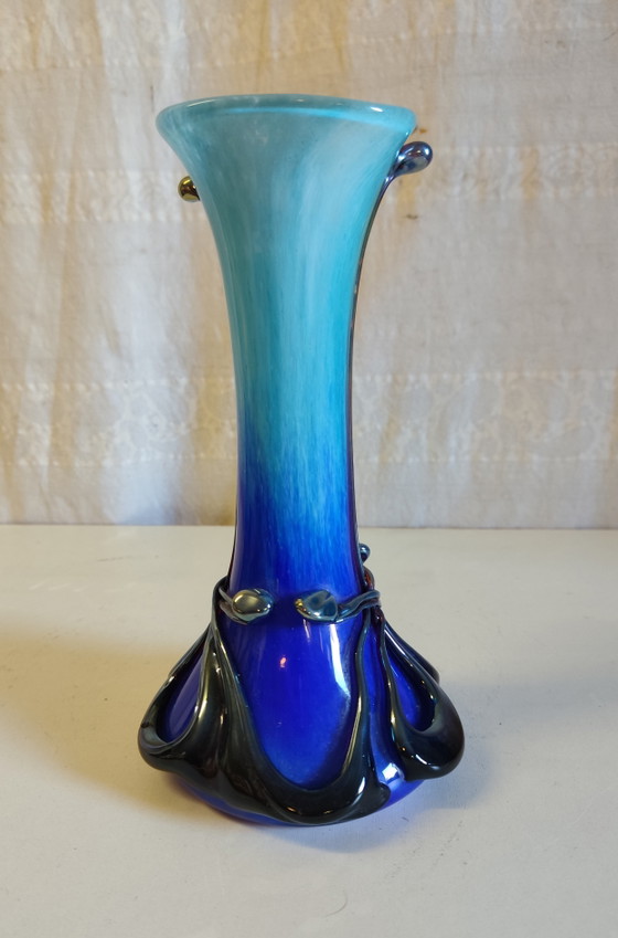 Art Nouveau style vase in Biot glass by J.M. Operto - 1980s/90s (photo 5 of 10)