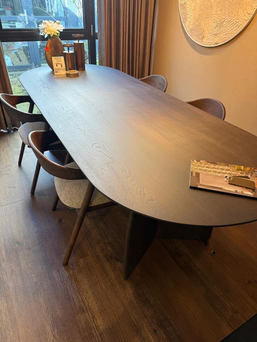 Mesa de comedor ovalada plana Giulia de 260 x 105 cm - Madera wengué