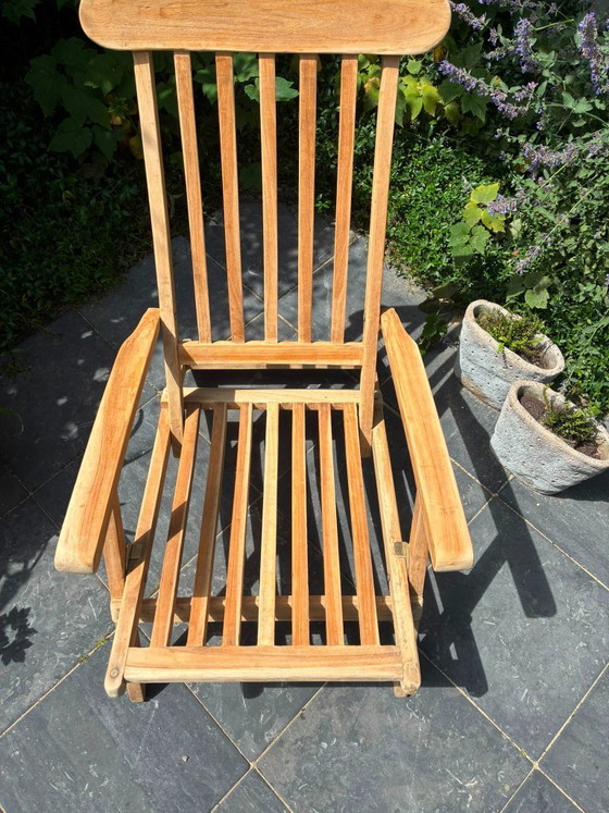 Image 1 of Fauteuil lounge en teck de qualité supérieure - comme neuf -