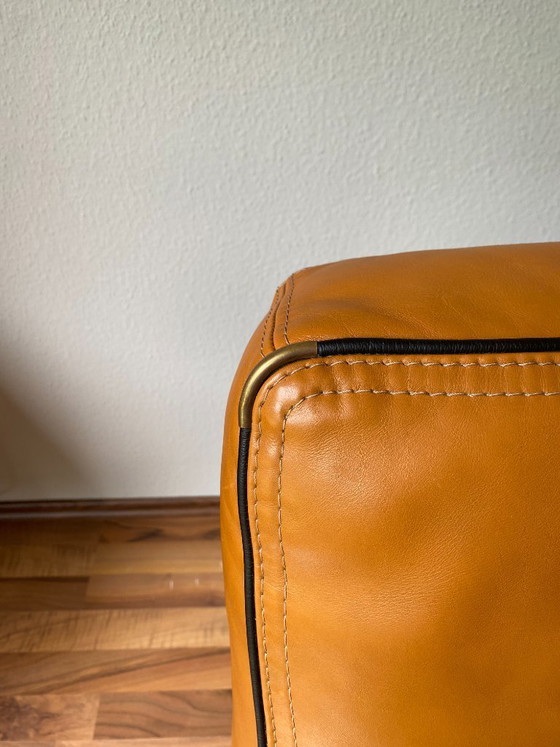 Image 1 of Roche Bobois Design Leder-Sitzgarnitur (3er, 2er & Sessel) – Cognac / Havanna-Braun