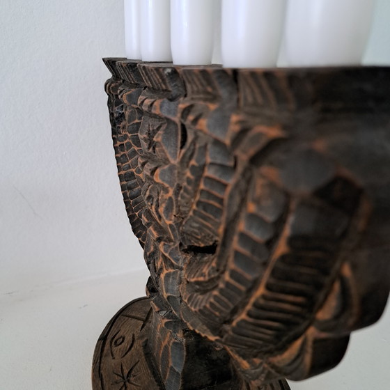 Image 1 of Wooden candlestick Scandinavian vintage