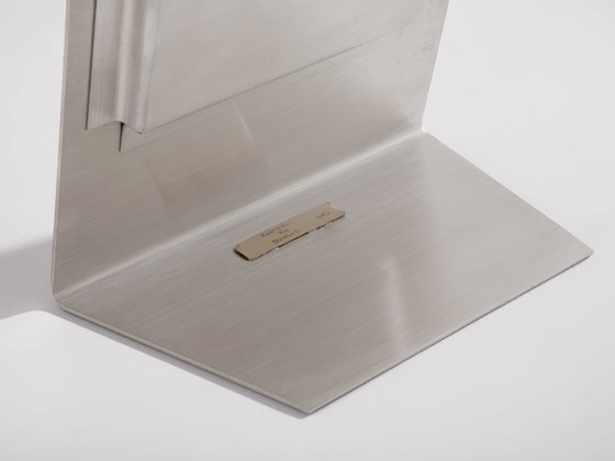 Image 1 of Gabriella Crespi voor Christian Dior geborstelde stalen kaptafelspiegel 1970