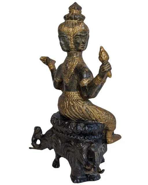 Vuurverguld bronzen viergezichtige Brahma – India, 18e–19e eeuw – Beeldhouwkunst (photo 5 of 9)