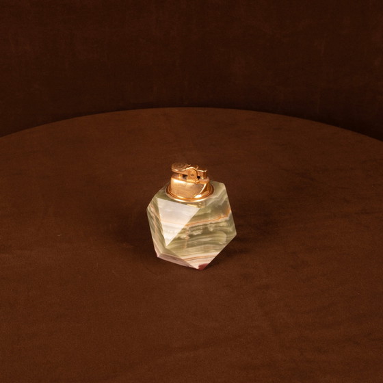 Accendino da tavolo italiano geometrico in onice verde e ottone, 1970 – Oggetti decorativi, Brass (photo 3 of 14)