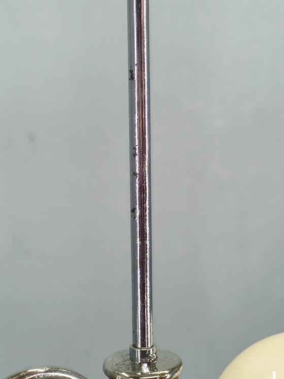 Image 1 of Tsjechische art-deco kroonluchter van chroom en glas, jaren 1930