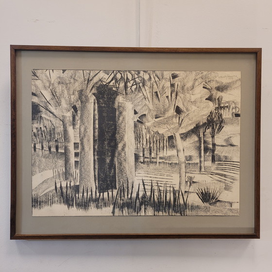 Image 1 of Dibujo A Carboncillo Sobre Papel “Bosque”, Joan Granados Llimona, 1977- España