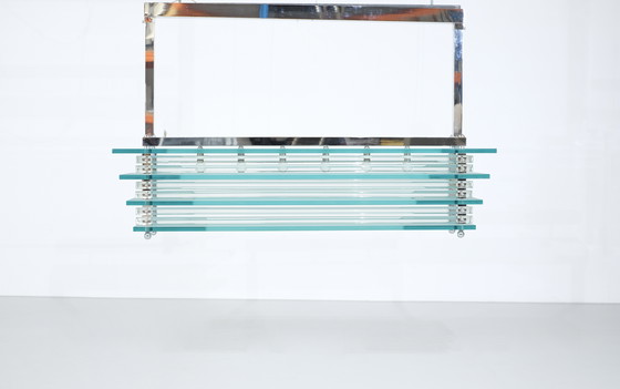 Image 1 of Large Glass Ceiling Hanging Chandelier, Italy 1970s