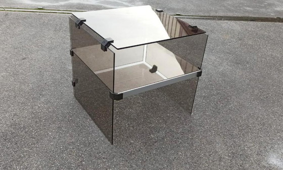 Image 1 of Vintage smoked glass side table