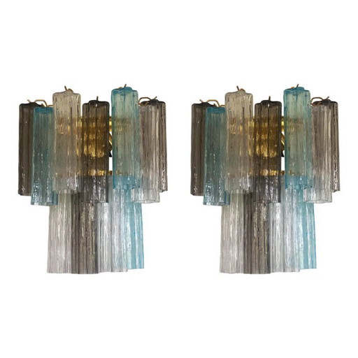 Contemporary Multicolor “Tronchi” Wall Sconce in Venini Style - a Pair