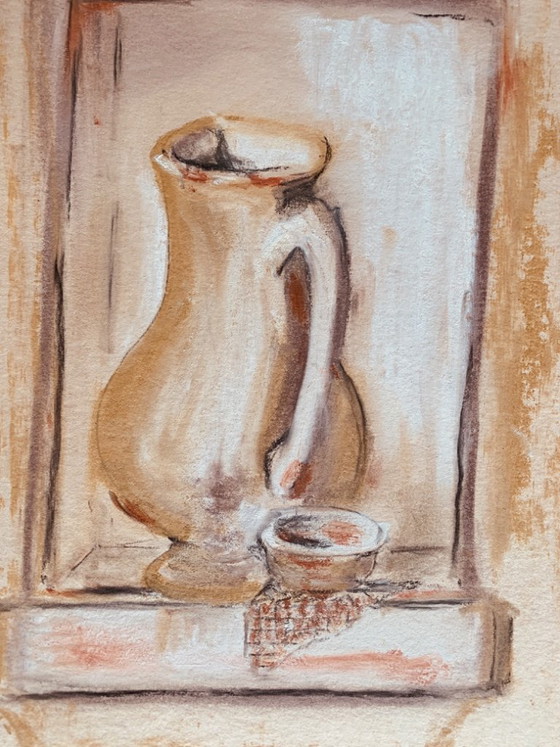 Signed Pastel Painting Still Life from Provence « Alcove with Jug », F. Venlhac, Paintings & Drawings, Paper (photo 6 of 10)