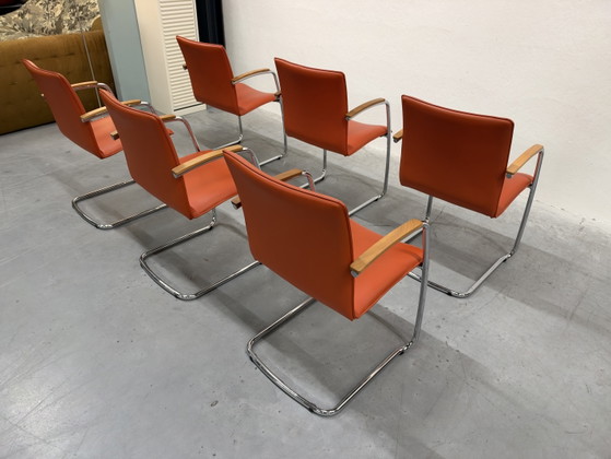 6 Leolux Freyr Chaise de salle à manger Cuir orange, Chaises de salle à manger (photo 9 sur 12)