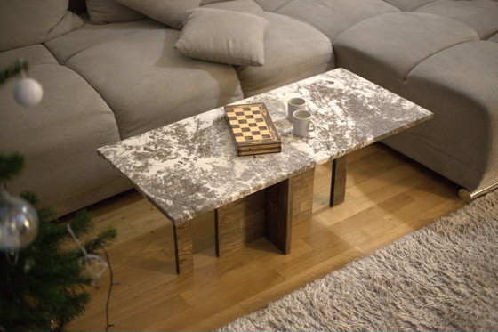 Image 1 of Recta Forest Snow coffee table made of natural stone and solid oak wood