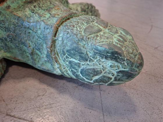 Image 1 of Sculpture artistique en métal représentant une tortue
