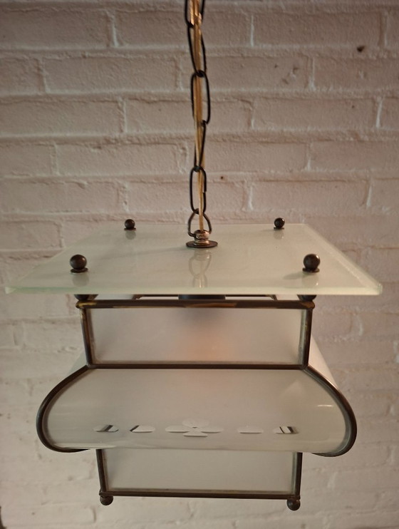 Hanging Ceiling light - Copper - Art Deco Amsterdam School., Amsterdamse school, Transparent (photo 10 of 15)