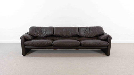 Cassina Maralunga 3seat Sofa in darkbrown Leather by Vico Magistretti