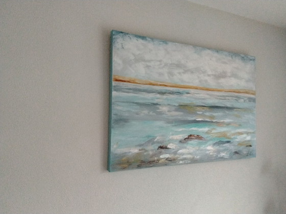 Quadro moderno: spiaggia, mare, Decorazioni murali, Tela, Beige (foto 4 di 5)