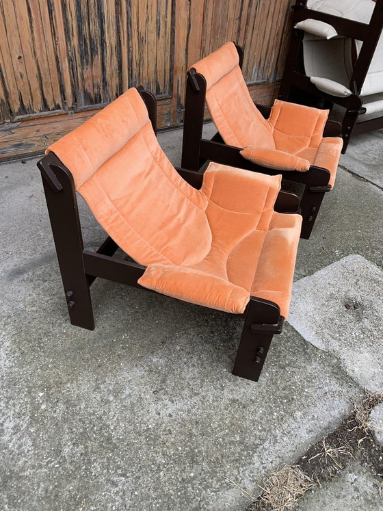 Set of Mid-Century Arts & Crafts Lounge Chairs from Képcsarnok, Armchairs, Wood, Brown, Mid Century Modern (photo 6 of 8)