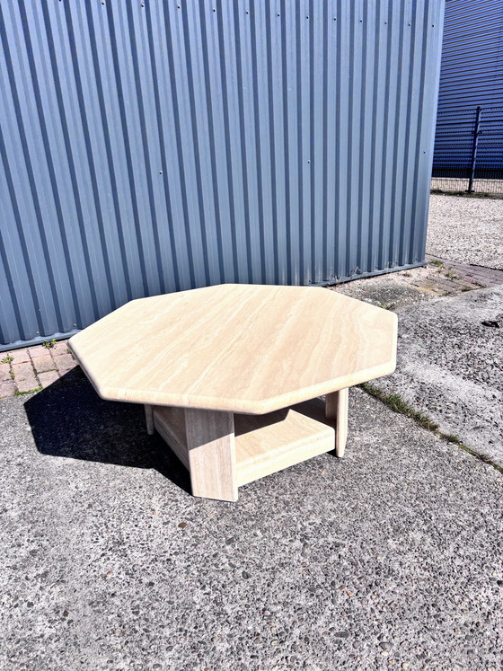 Image 1 of Table de salon vintage en travertin