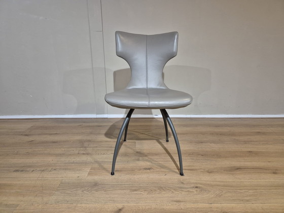 Image 1 of 4x Leolux Callas Chairs Dining - Grey - Leather New Condition