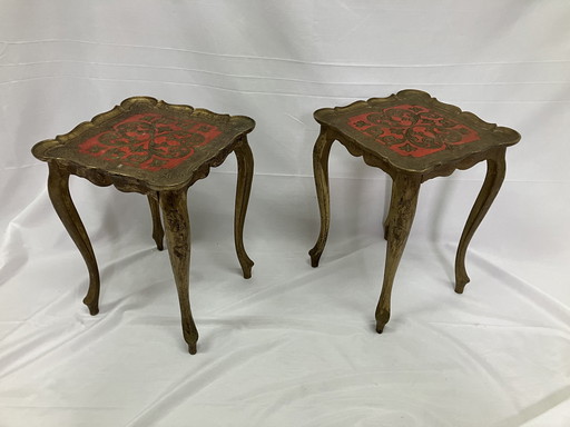 Vintage set of 2 Italian Florentine side tables
