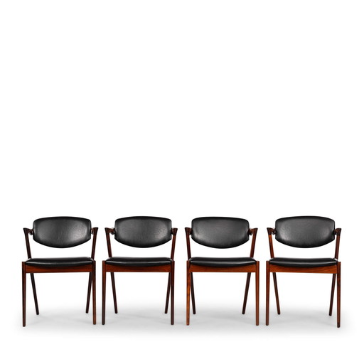 Danish Design Rosewood Z-chair Model 42 by Kai Kristiansen, set of 4