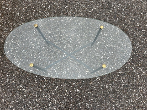 Image 1 of tavolino ovale in vetro e ottone 1950