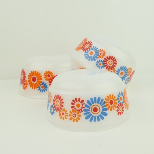 3 Servierschalen Schott & Gen Mainz mit Blumen