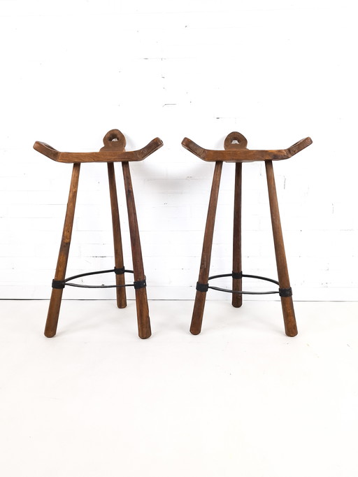 2X Vintage Brutalist Barstool