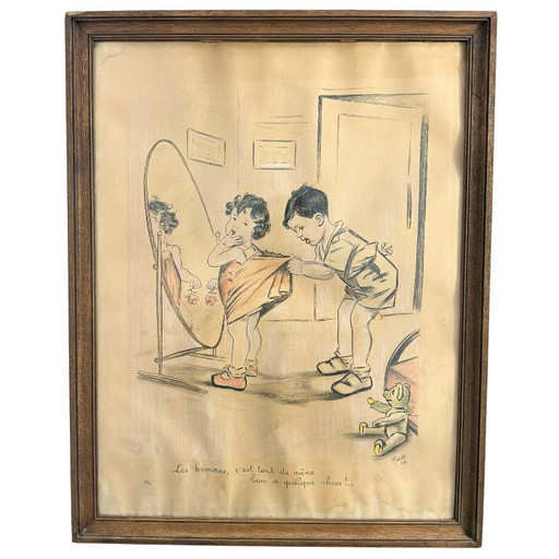 Antique French drawing – Men are good for something after all!