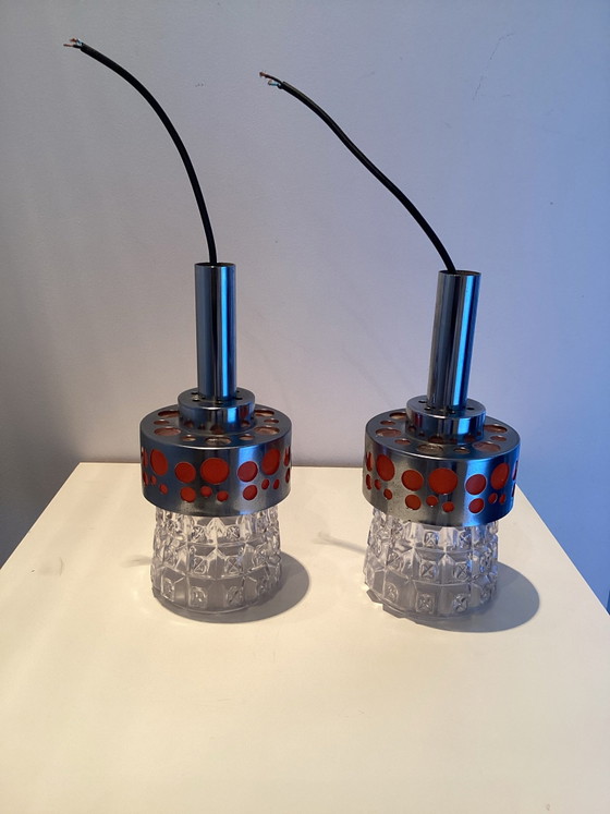 2x vintage Space Ace lamps – Massive, Pendant lamps, Glass, Metal (photo 5 of 5)