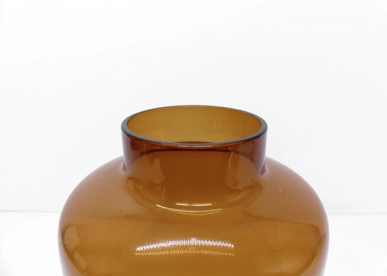 Image 1 of Set of 3 large Swedish candlesticks in brass and tinted glass by Hans-Agne Jakobsson for Markaryd, model L-102/32 "Claudia" 1960