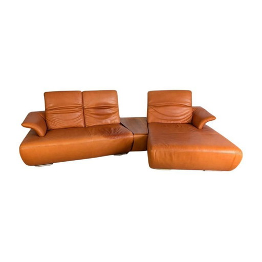 Original Koinor Avanti Sofá Couch cuero anilina diseño coñac