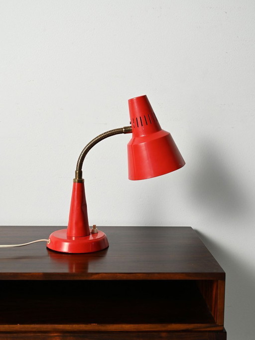Lampada da tavolo scandinava rossa Gemi, anni '60