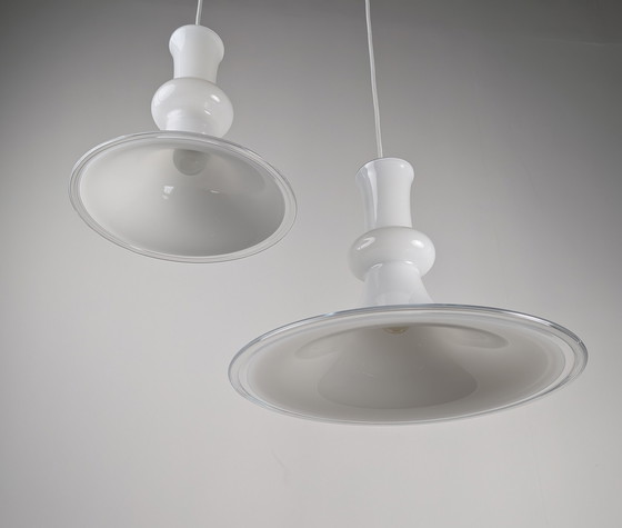 Image 1 of Paire de lampes suspendues en opaline par Michael Bang pour Royal Copenhagen, 1970