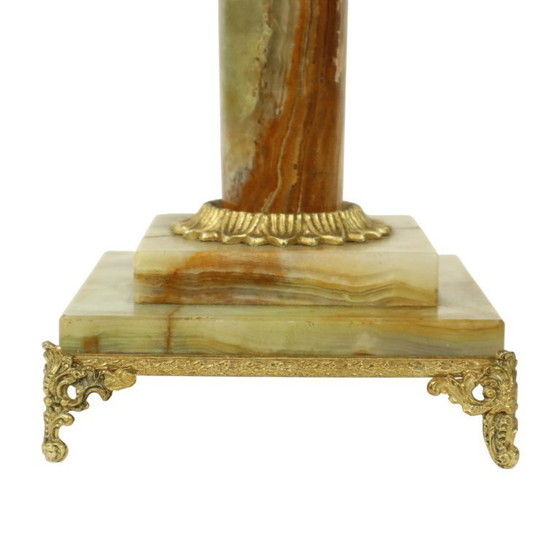 Image 1 of Classic Onyx and Brass Table Lamp