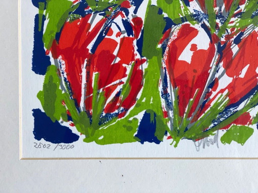 1x Siebdruck „Rote Tulpen“ von Ad Van Hassel – lithos zeefdrukken, Glass, Paper (photo 2 of 8)