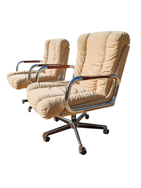 Sedie girevoli Dyna Mobel, Tessile, Legno, Beige (foto 2 di 6)