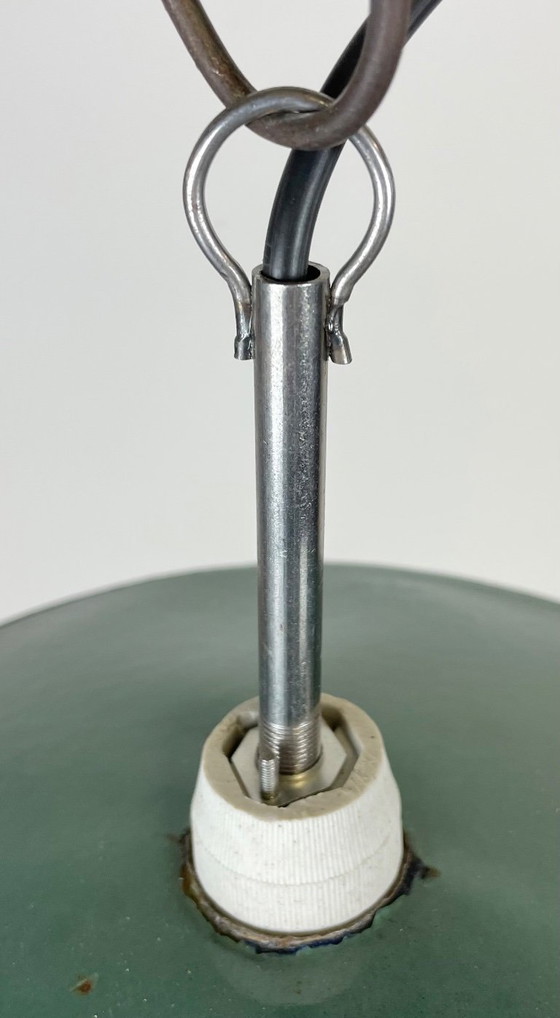 Image 1 of Lámpara colgante industrial esmaltada en color petróleo, década de 1970