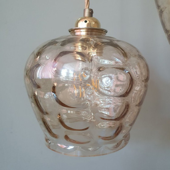 Image 1 of Ensemble de suspensions en verre vintage - Années 60-70 - Style Hollywood Regency
