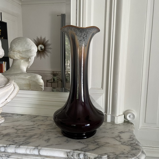 Image 1 of Pair of large vintage glazed ceramic vases, modernist design, 1960s