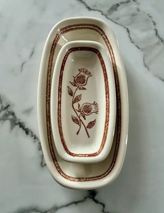 Image 1 of Set di 3 piatti vintage in ceramica a forma di cardo